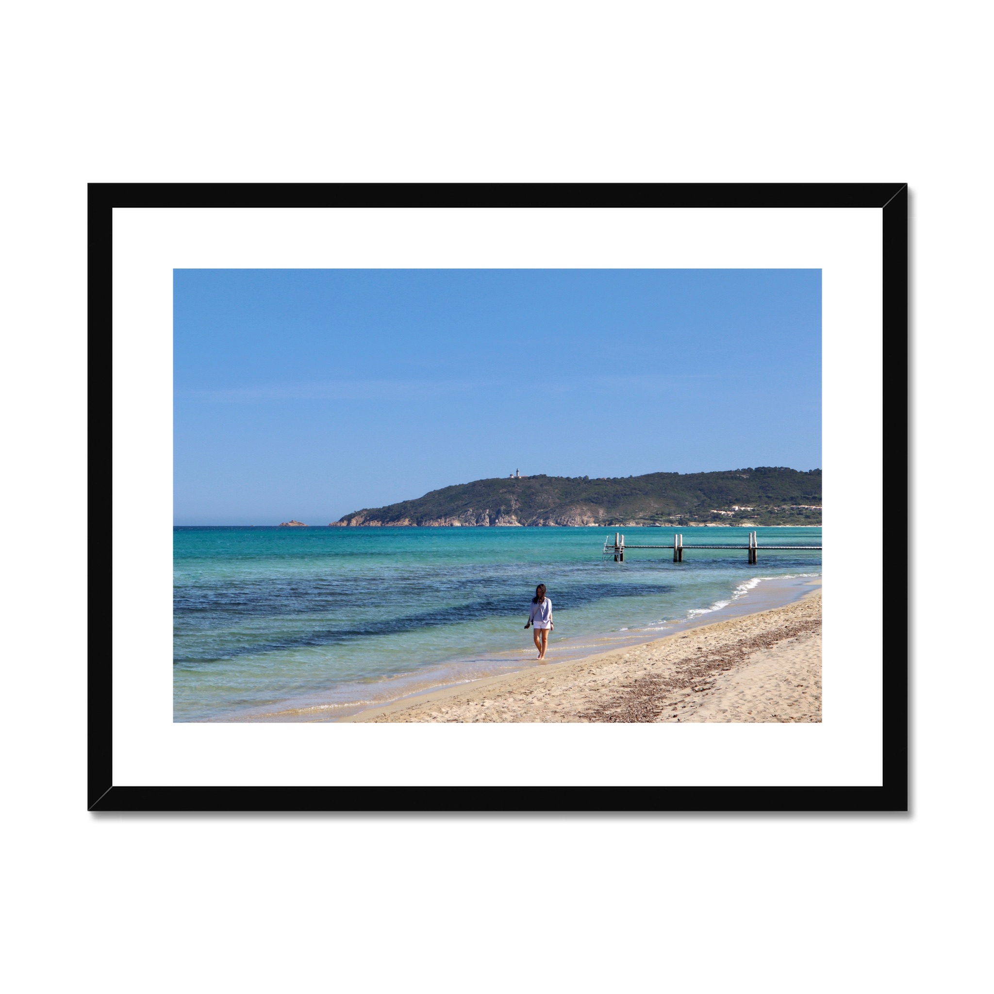 South of France Photos framed print - Lady walking along Pampelonne beach